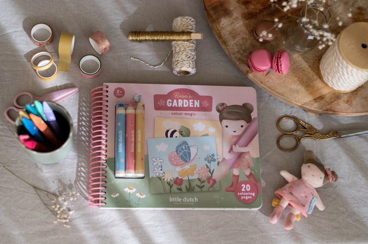 Little Dutch magisch knutselboek Rosa & Friends - compleet met 3 houten kleurpotloden - toverkrassen - creatief speelgoed 2 jaar — afbeelding 10