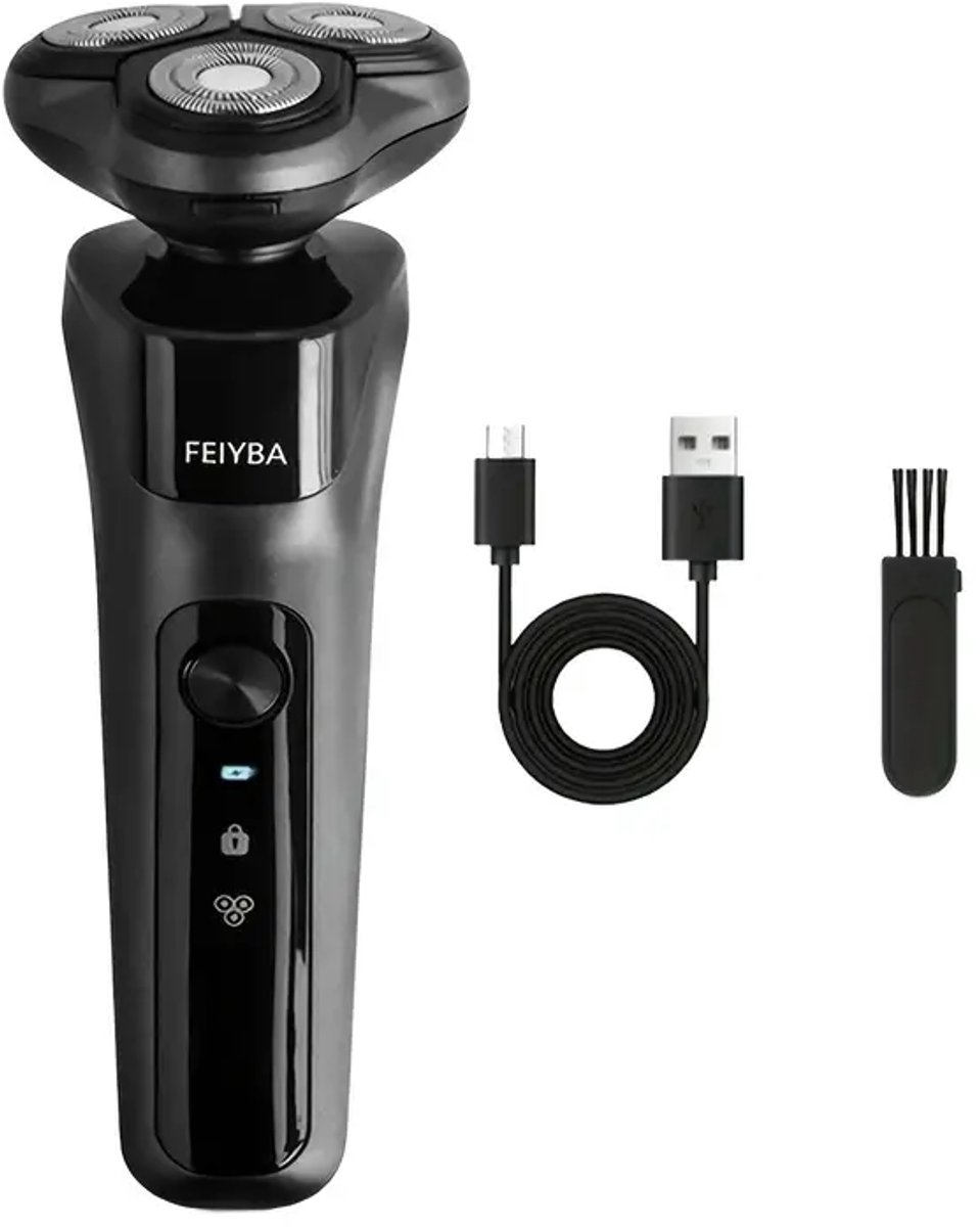 3koppen FEIYBA Scheerapparaat - Usb Oplaadbare Gezicht/Baardtrimmer + Body Shaver - Voor perfecte Lichaamshaar verzorging voor Dames en Heren - Kleur: Zwart