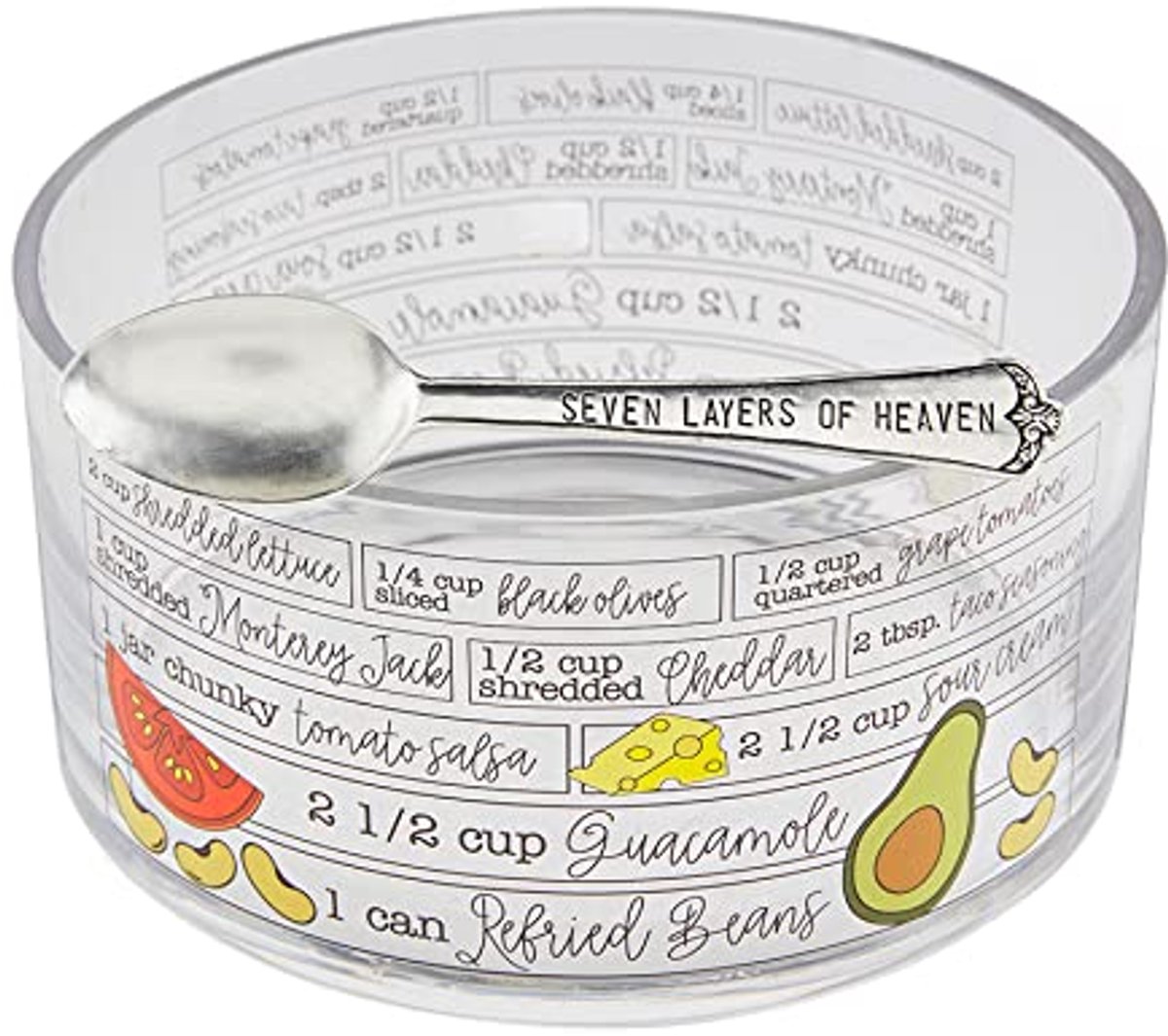 Set van 2 Glazen Ingrediënten Dipschalen met Lepel - 7 Laag Dip, 4" x 8"