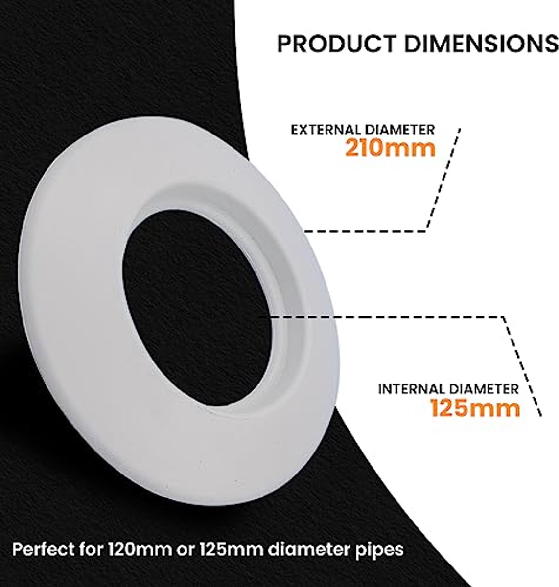 Witte EPDM Rubberen Wandrozet 120/125 mm - Flexibele Gatafdekrozet voor Ventilatiesystemen