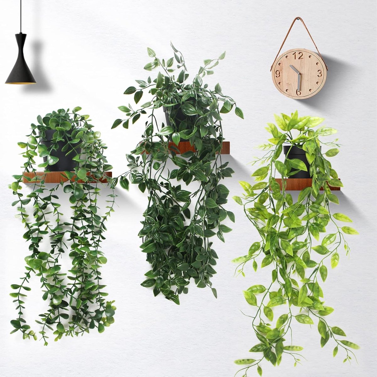 Famanu - Kunstplanten voor binnen en buiten, 3 hangende kunstplanten met pot, kunstklimop, hangplant, kunststof, kunstplant voor bruiloften, tuinen, huisdecoratie