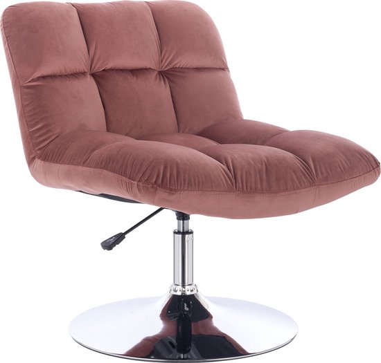 Fauteuil lounge SVITA LAUREL - fauteuil pivotant rembourré avec base pivotante, base en velours vieux rose