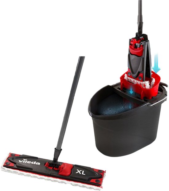 Vileda Ultramax XL complete set met mop en emmer - Mopset met emmer - 20% langere kop - Voor alle harde vloeroppervlakken
