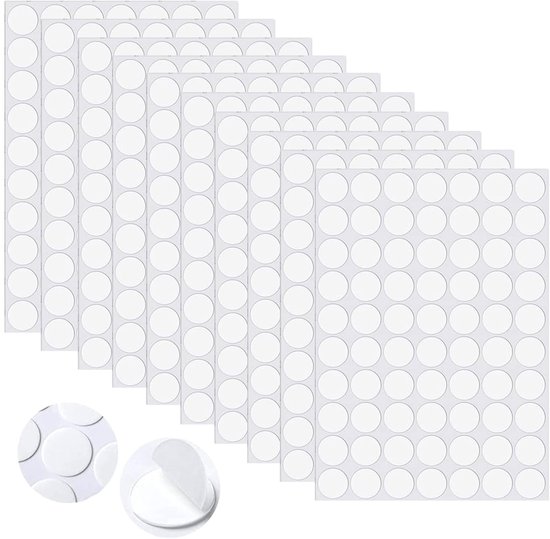 Dubbelzijdige plakstippenstickers, 700 stuks, 10 mm, ronde heldere