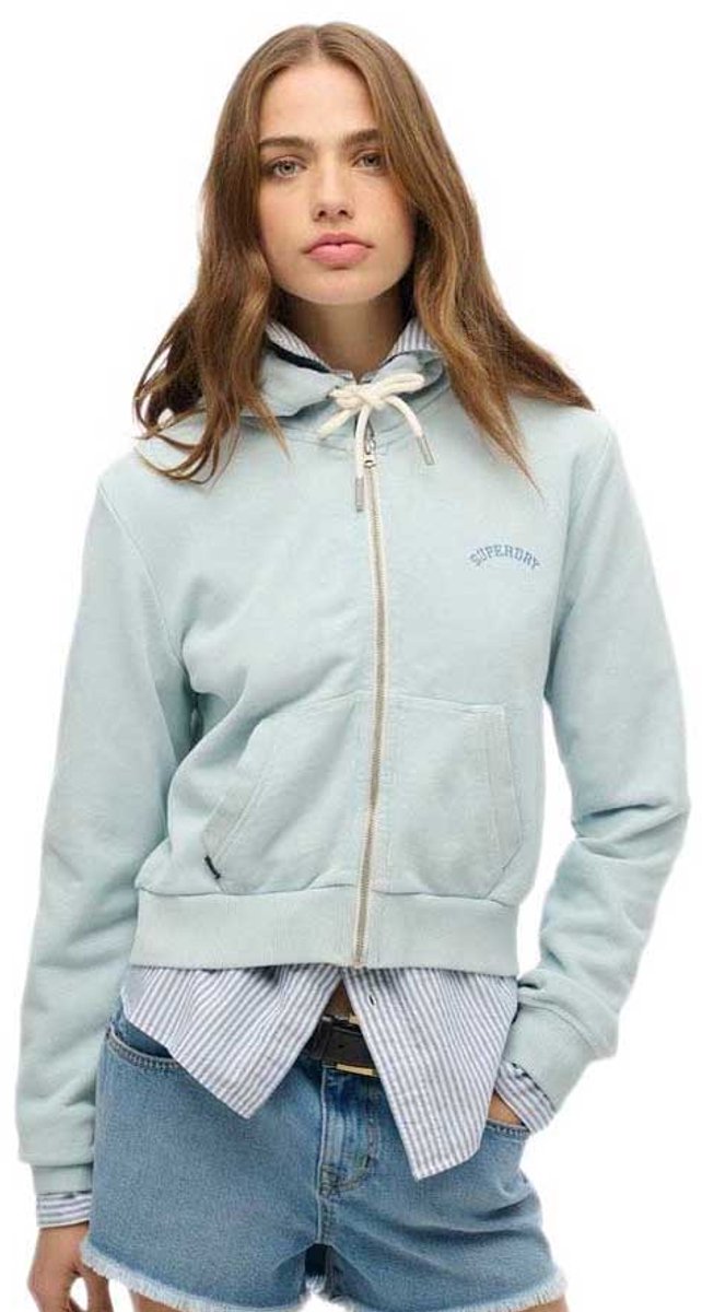 Superdry Essential Logo korte hoodie met rits Dames Hoodies Blauw