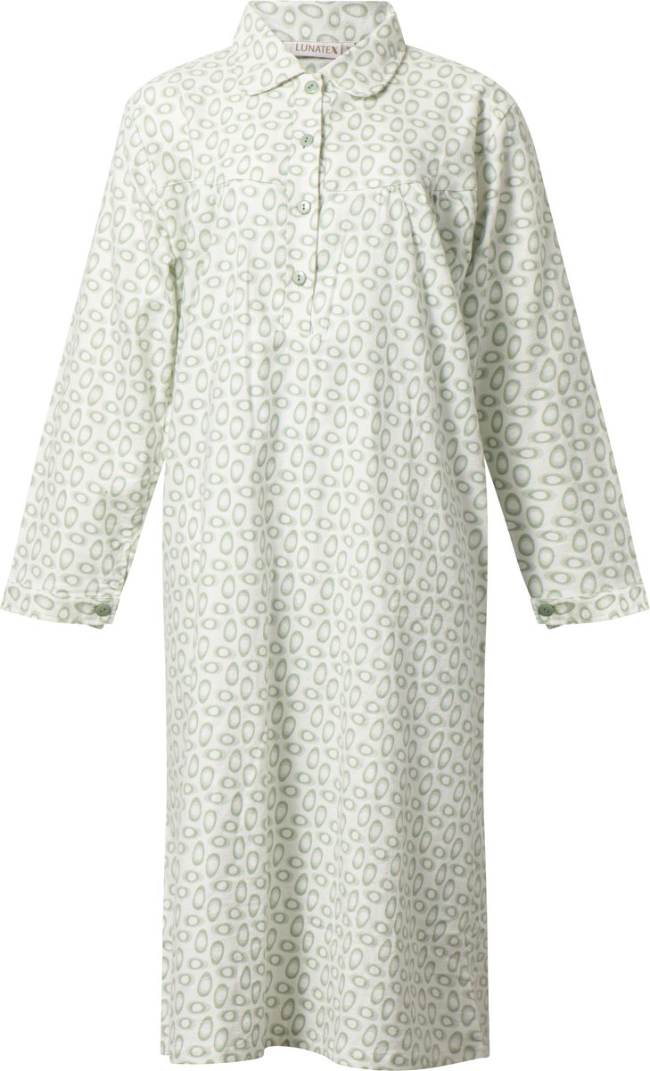 Lunatex klassiek dames nachthemd - warm flanel - green egg Groen