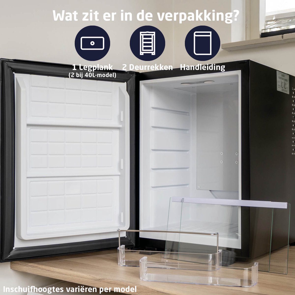 Mini Koelkast Vrijstaand 35 Liter – Tafelmodel Fridge met Instelbare Temperatuur – Minibar met Verstelbare Deurrichting – Zwart - BREND BR-2226 — afbeelding 3