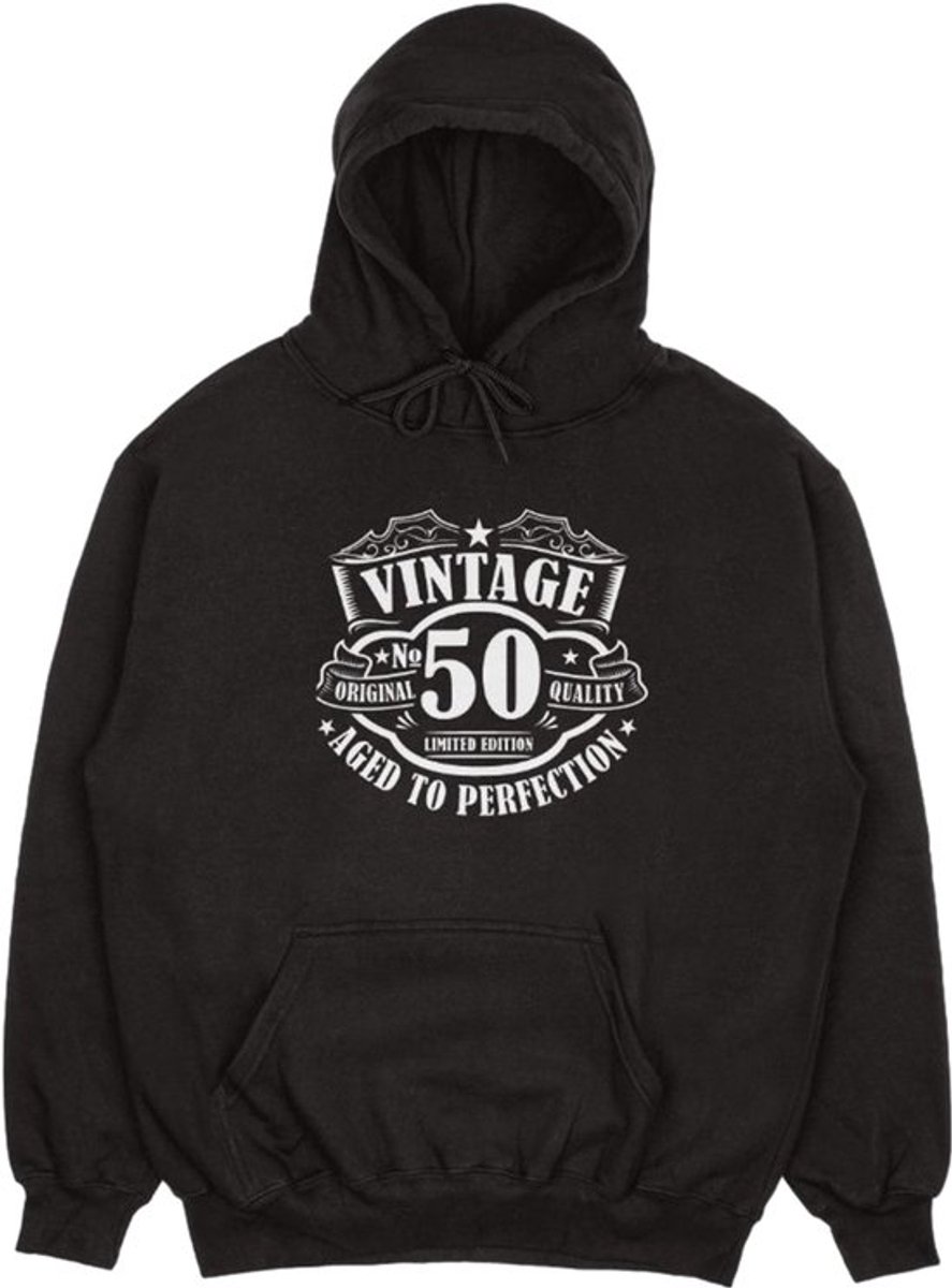 Vintage 50 Jaar Hoodie - Verjaardag en feest cadeau - Cadeau tip - Aged To Perfection - 50 jaar cadeau - 50 jaar abraham Hoodie - 50 jaar - Trui - 1975 - Heren - Vader Cadeau - Maat L