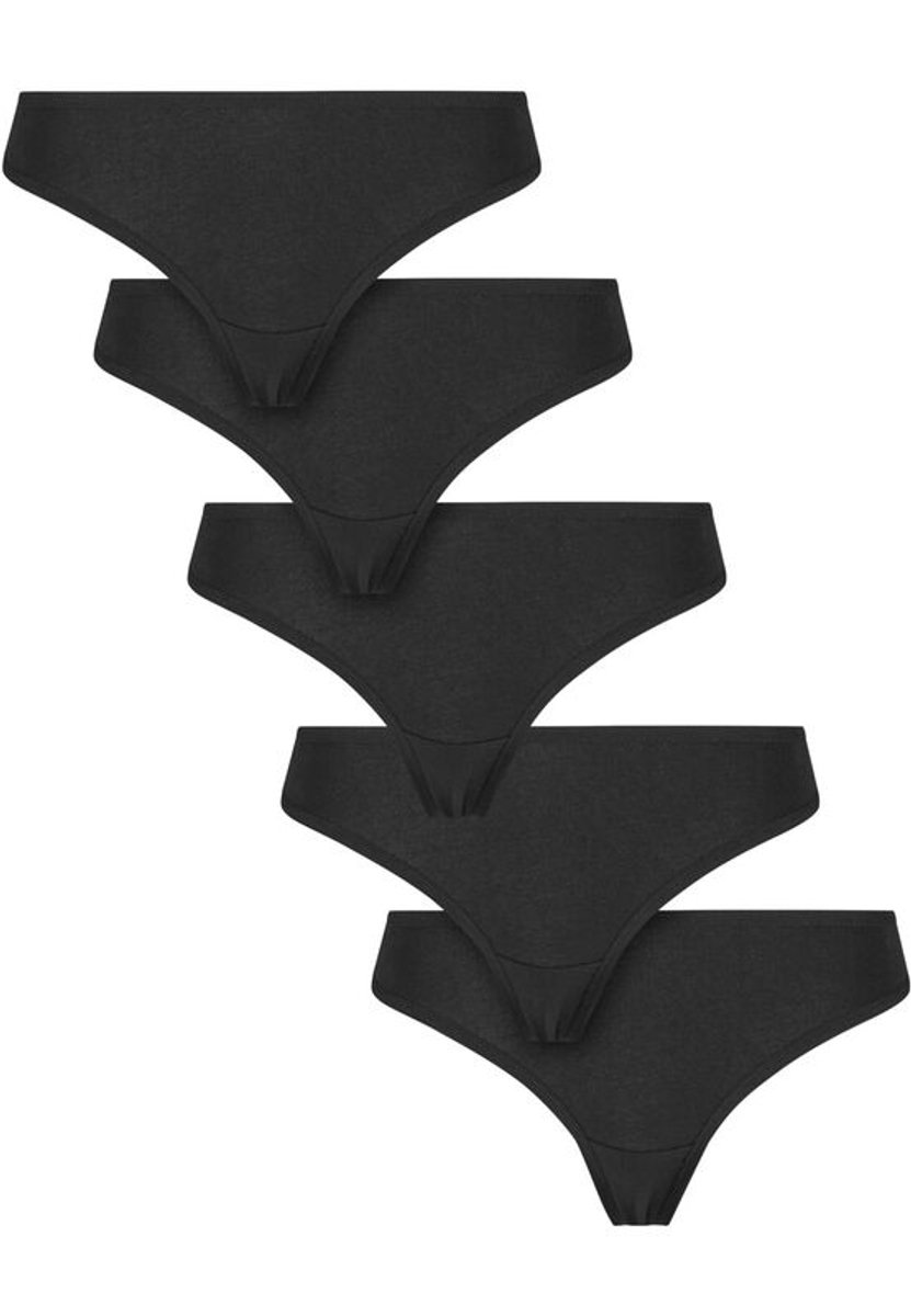 Urban Classics Basic katoenen strings (Set van 5) Dames Ondergoed - zwart - L