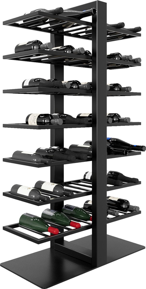 MetaloPro Wijnrek Corse – Zwart Metalen Flessenrek Voor 70 Wijnflessen, Robuust Design, Ideaal Voor Keuken, Kelder Of Bar – 140x80x30cm