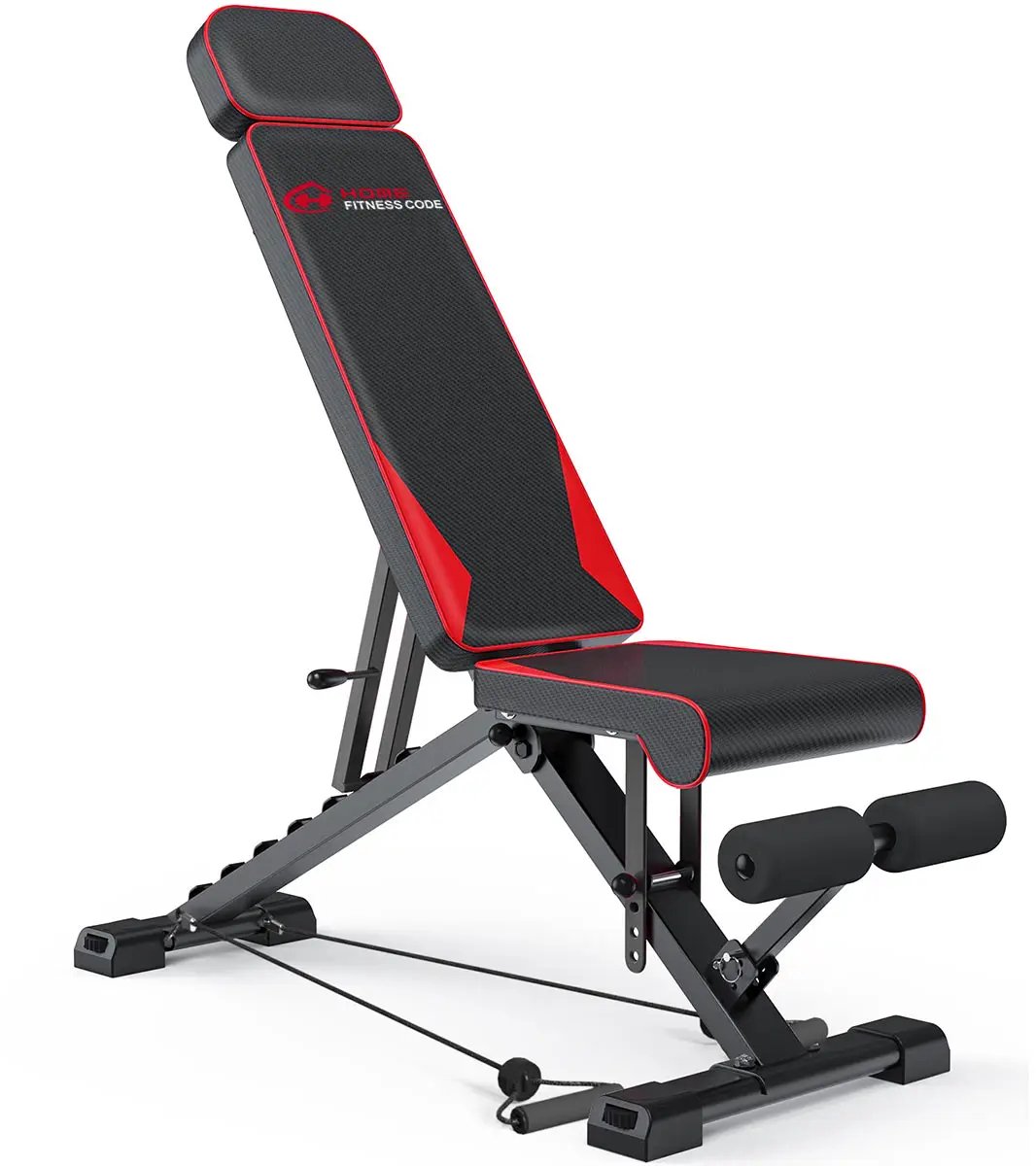 Studio Lyma Fitnessbank - Halterbank - Trainingsbank - Inklapbaar - Verstelbaar - Tot gewicht van 400 kg - Met weerstandsbanden - Zwart met rode details