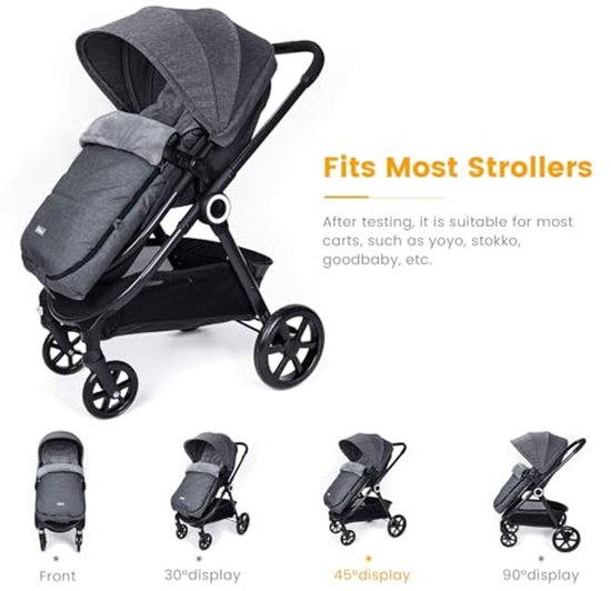 Voetenzak voor Kinderwagen - Winter Warm Waterdicht en Winddicht Koraal Fleece Gevoerd — afbeelding 4