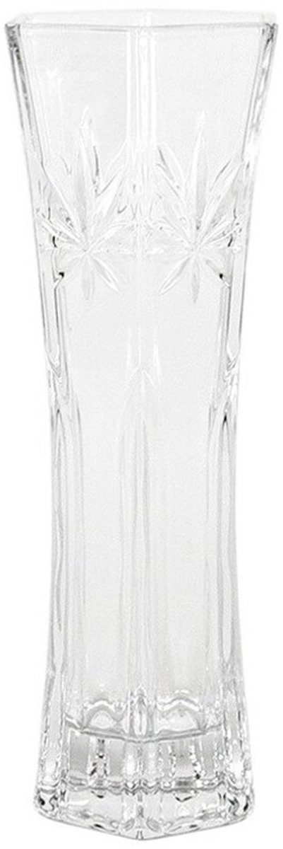 Gerimport Bloemenvaas - ornament glas - 11 x 29 cm - luxe motief - voor bloemen en boeketten - tot 60 cm Transparant