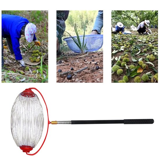 Notenverzamelaar Op Rol - Fruitplukker Opsteker - Snel Objecten Verzamelen - Verstelbare Telescoopsteel - 45-104 cm - Zilver — afbeelding 5