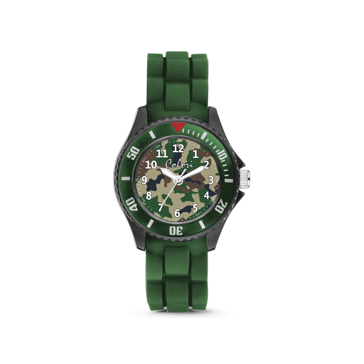 Colori 5-CLK132 Kinderhorloge - Camouflage - 30 mm - Siliconen band - Verstelbaar van 15 t-m 19cm - Groen- Army