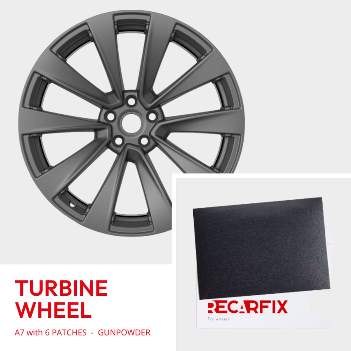 Tesla Model X - Velgschade patch Turbine Wheel Gunpowder