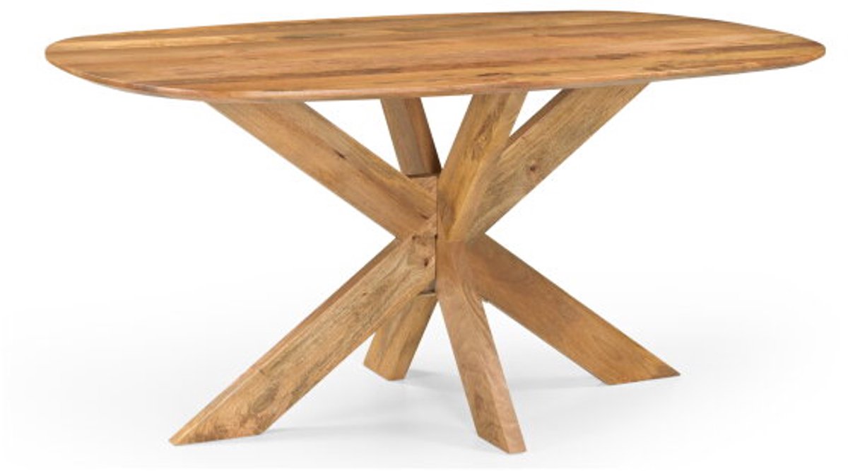 Benoa Eettafel Deens Ovaal Runa mangohout met Houten Onderstel 160x100x76 cm Naturel