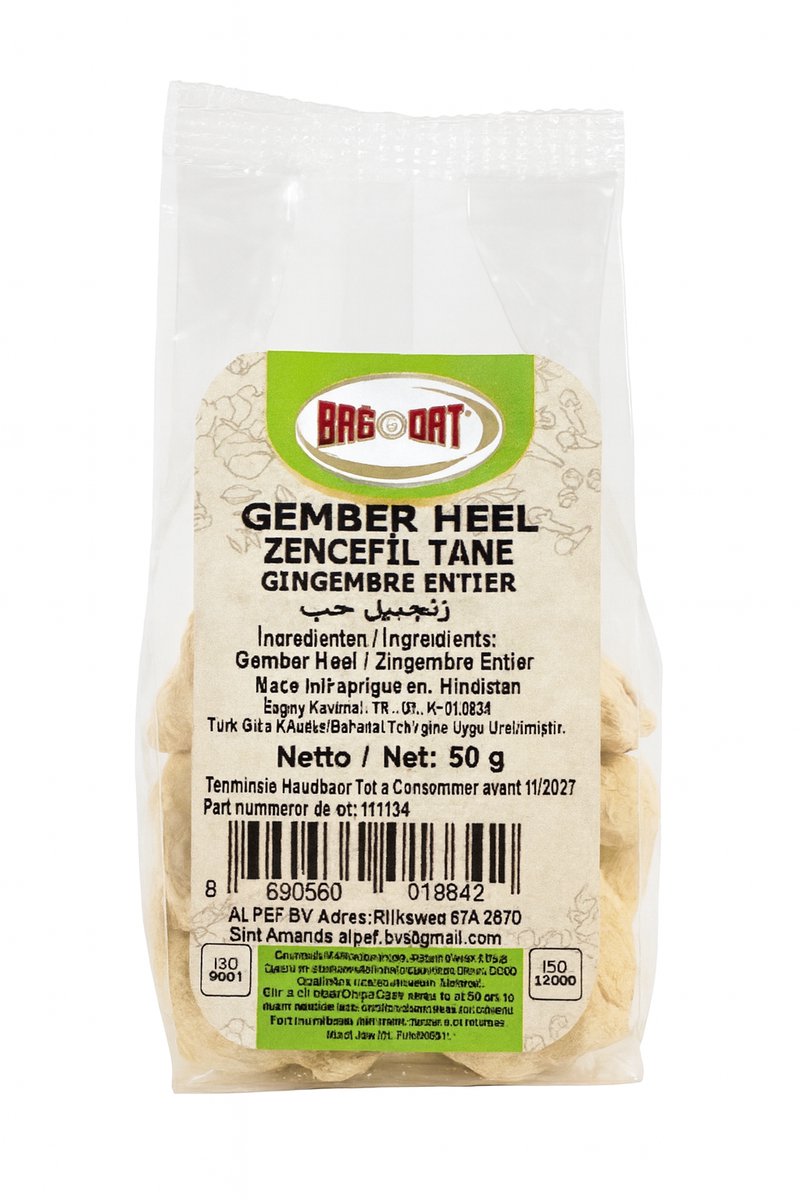 Gember Heel - Ginger Whole - Gember Korrel - Zencefil Tane - Ginger Grain - 50 gr - 100% Natuurlijk
