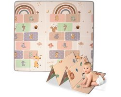 foto van Coco&co Speelmat foam Baby - Opvouwbaar - Speelkleed baby - Speelkleed - Dubbelzijdig - 180x200 cm - Inclusief opbergtas - Jungle en Regenboog print