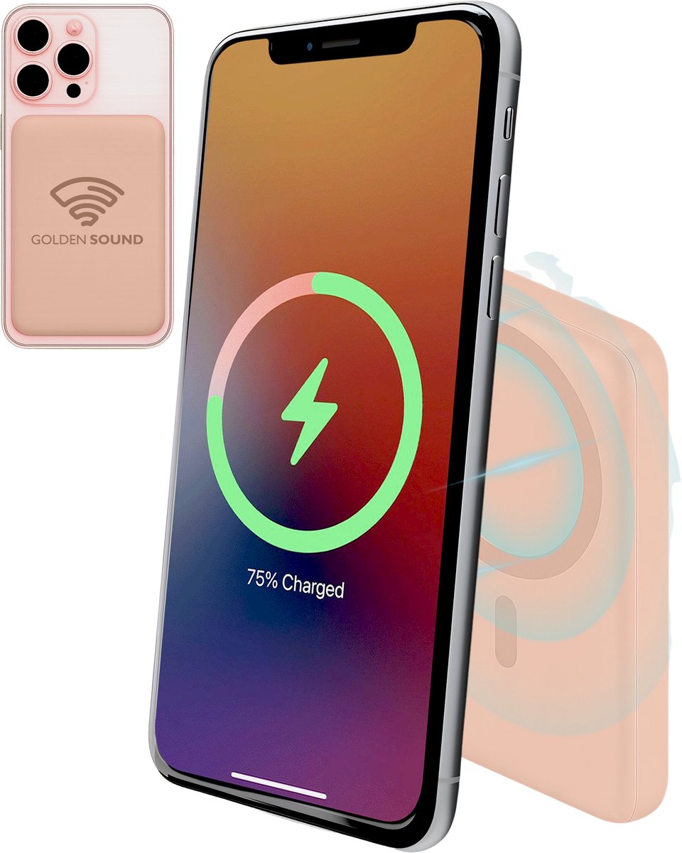 Golden Sound Powerbank 10.000 mAh - Geschikt voor MagSafe - Golden - €34,99