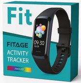 FITAGE Stappenteller - Activity Tracker - Stappenteller Horloge - Smartwatch - Dames en Heren - Zwart