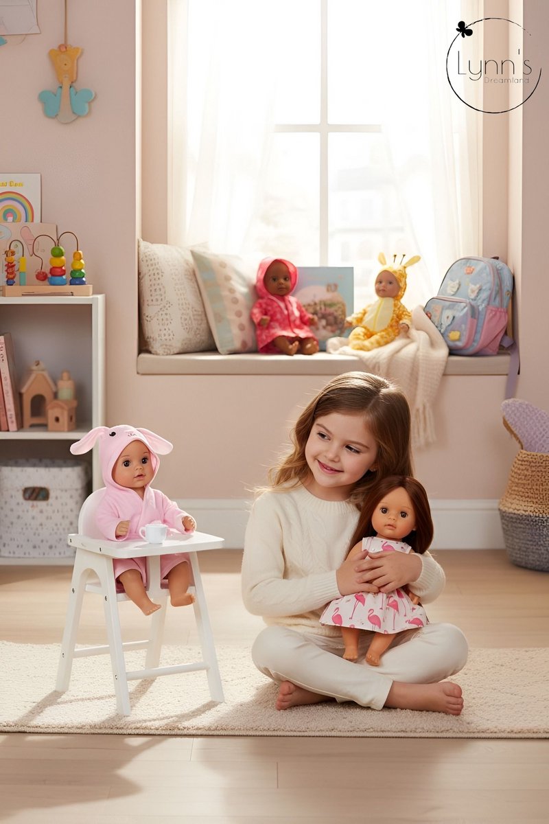 Poppenkleertjes voor babypop 43 cm - Roze konijn badjas - In cadeauzakje - Poppenkleding geschikt voor o.a. Baby Born pop — afbeelding 9