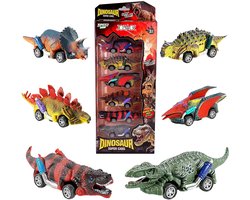 Joyage Dinosaurus Speelgoedauto's - Set van 6 Zelfrijdende Dino Auto's