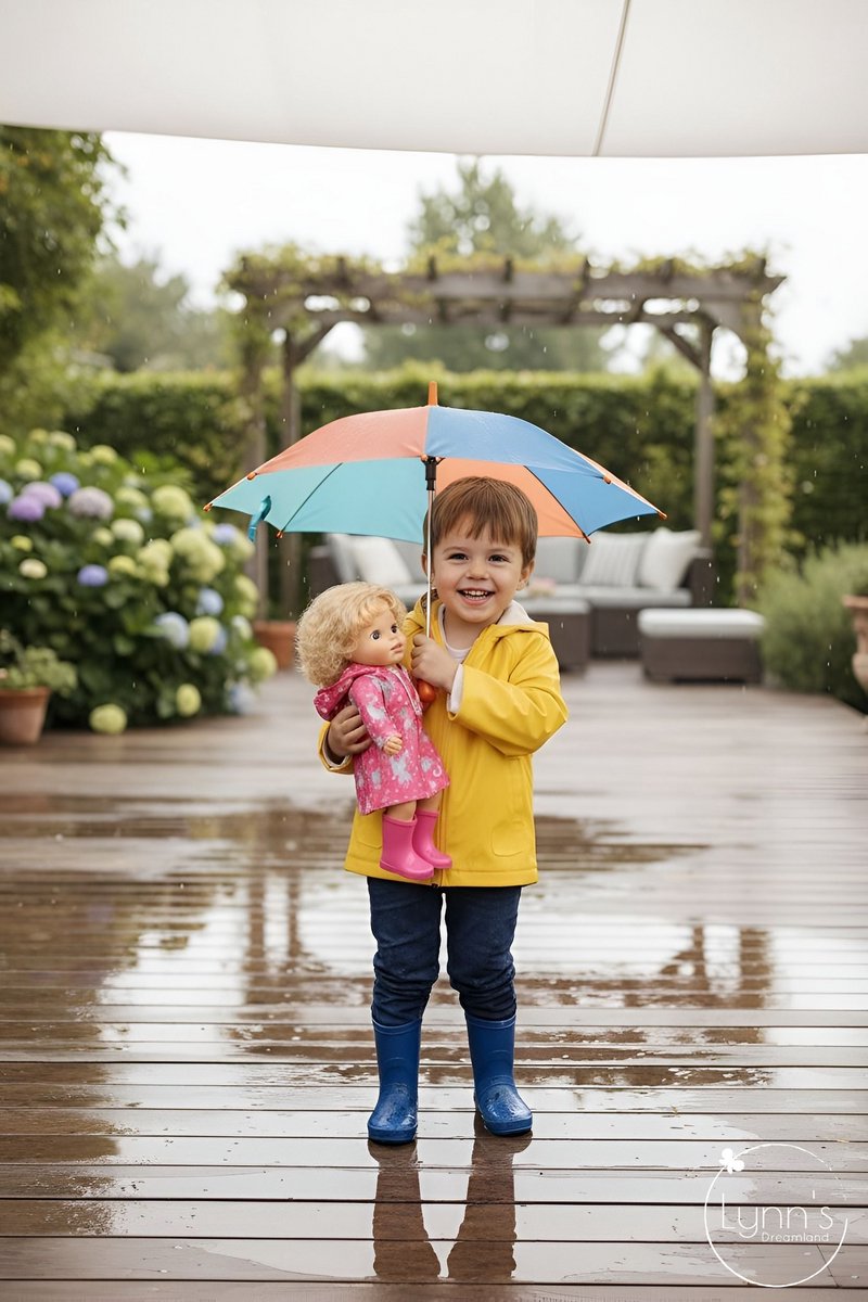 Poppenkleertjes voor babypop 43 cm - Roze eenhoorn regenjas - In cadeauzakje - Poppenkleding geschikt voor o.a. Baby Born pop — afbeelding 2