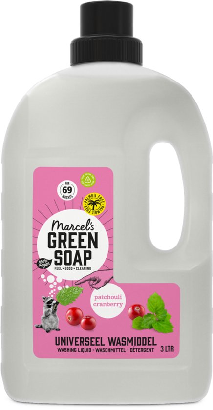 Marcel's Green Soap Universeel Wasmiddel - Grootverpakking - Patchouli & Cranberry - 3L - 69 wasbeurten