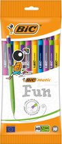 BIC Matic Fun - Vulpotlood - Met gum - HB Potlood 0,7 mm - Verschillende kleuren - 10 Stuks
