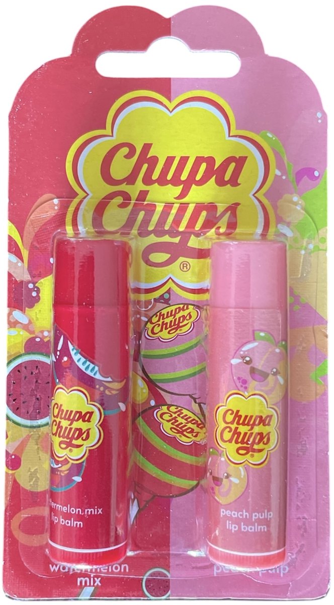 Chupa Chups - Lip Balm Duo - Set Watermelon Mix en Peach Pulp