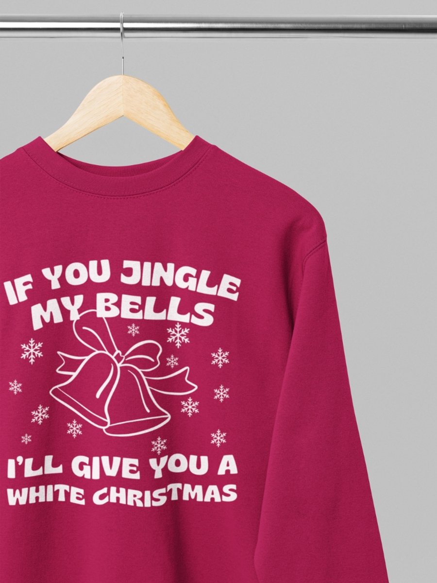 Foute kersttrui - If you jingle my balls - Wurban Wear | 18+ | Grappige trui | Leuk cadeau | Unisex sweater | Oversized sweater | Kersttrui heren | Foute kerstkleding | Kerst sweater | Kerst diner | Kersttrui dames | Foute kersttruiendag 2025 | Rood