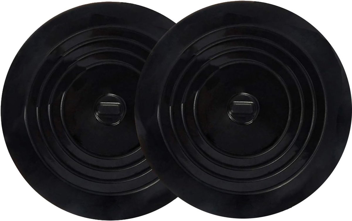 Afvoerplug Set - Gootsteen Deksels - Water Dicht Maken - Universele Pasvorm - 2 Stuks 15 cm - Zwart