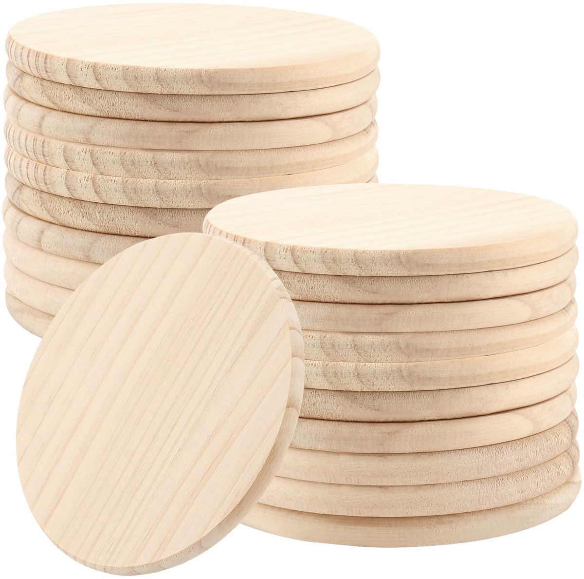 20 Stuks 10cm Houten Coasters, Ronde Onbehandelde Coasters voor DIY Tekenen en Schilderen