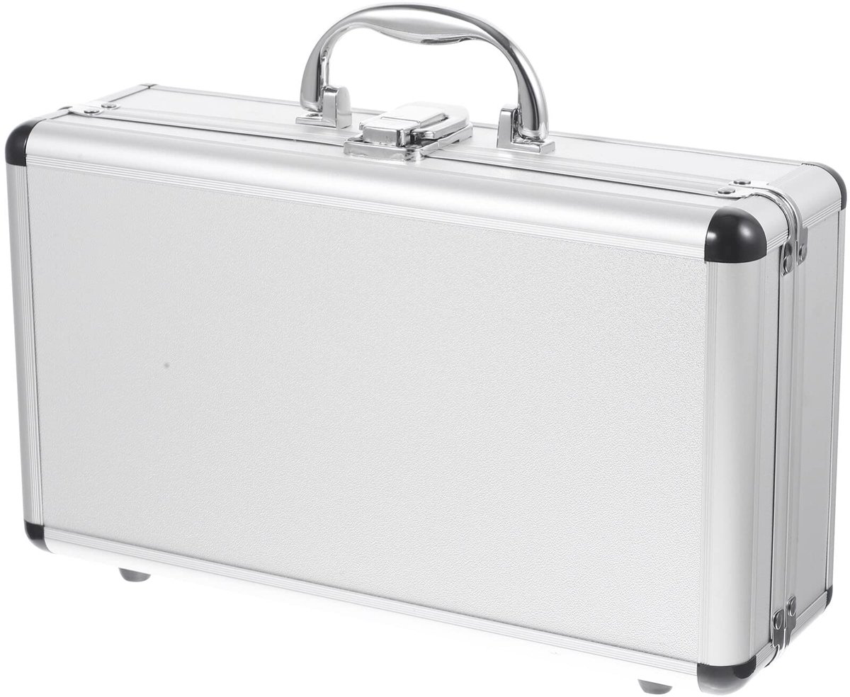 Aluminium koffer met hangslot, aluminium koffer voor heren of dames, hardmetalen koffer met schuim voor handgereedschap, reiskoffer (11,79 x 6,68 x 4,13 inch)
