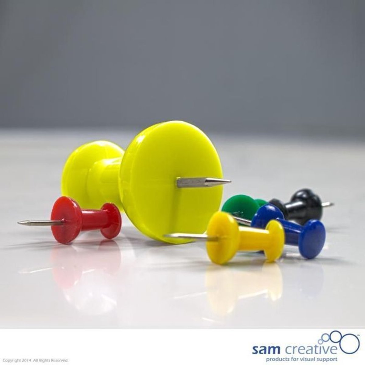 Sam Creative - Prikbord kurk - Punaise - Jumbo - Geel - 8 stuks