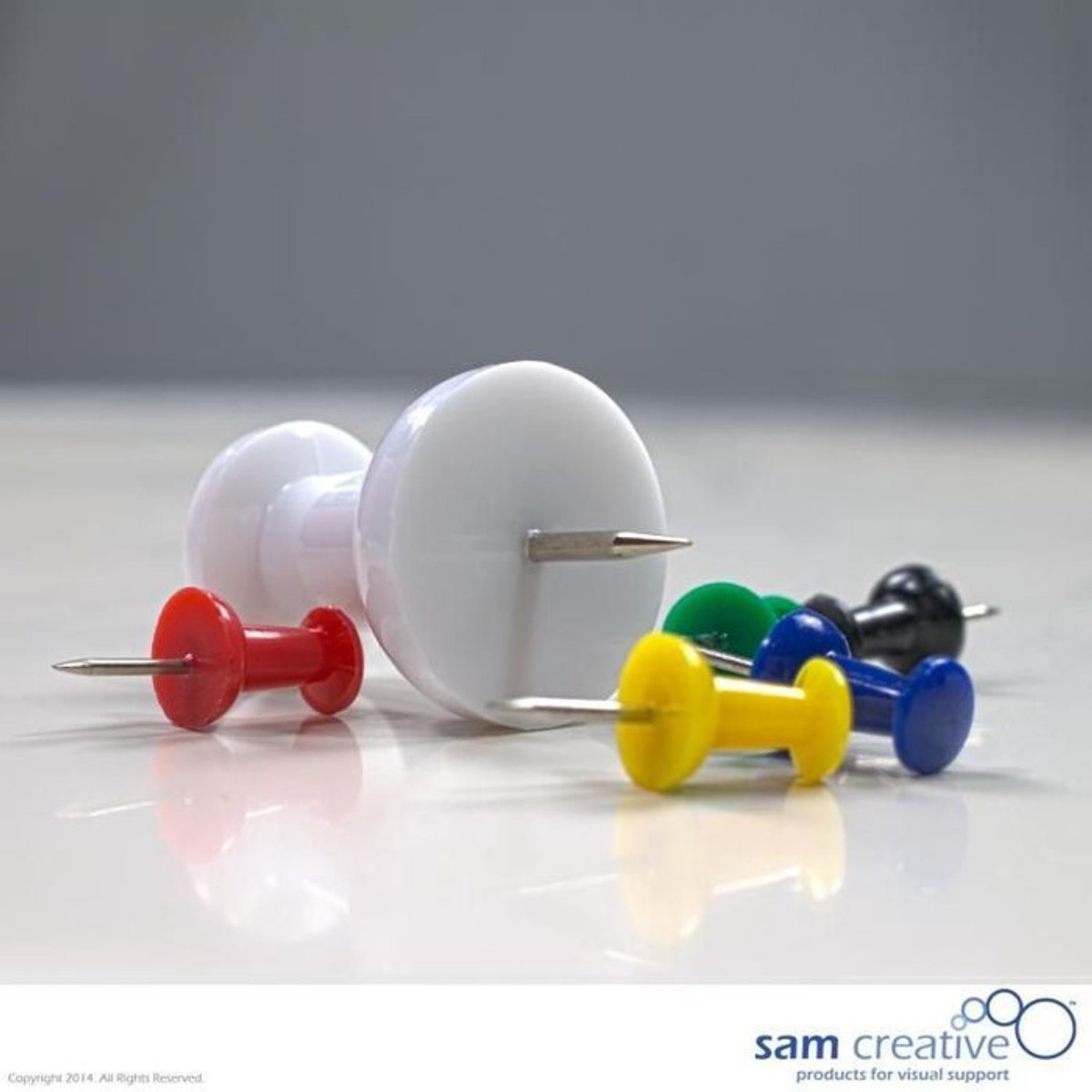 Sam Creative - Prikbord kurk - Punaise - Jumbo - Wit - 8 stuks