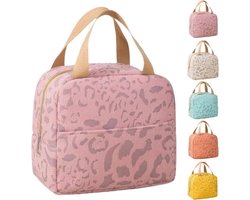 Geïsoleerde lunchtas uit één stuk, waterdichte koeltas met aluminiumfolie, houdt 3-4 uur koud/warm, 20 x 23 x 14 cm, geschikt voor kantoor, picknick, reizen, school - roze