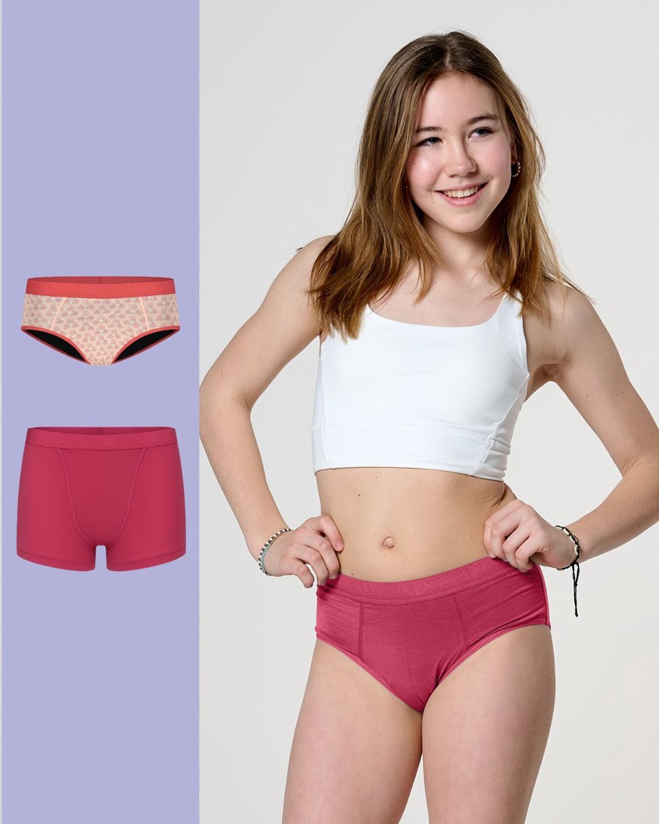 Moodies menstruatie ondergoed tiener - bundel bamboe - 2 stuks - meiden - maat 176-188 (M) - kleur