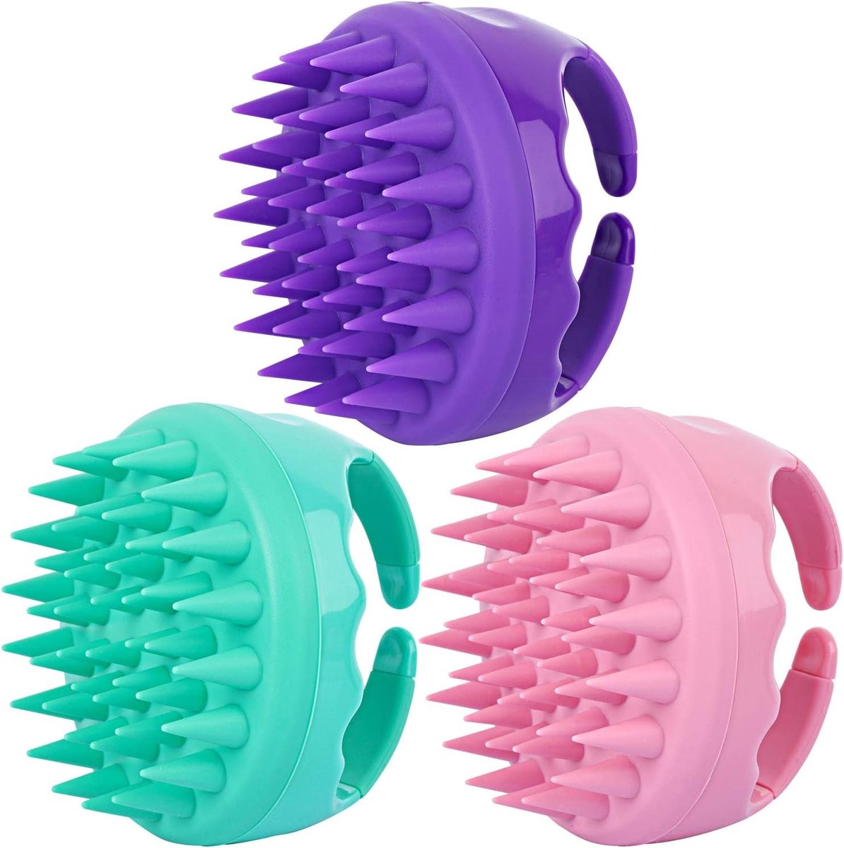 QTTVBTNA -3 Stuks Siliconen Hoofdhuidborstel voor Douche – Anti-Roos Haarborstel met Massagefunctie – Zachte Scalp Scrubber voor Haarverzorging en Hoofdhuidreiniging