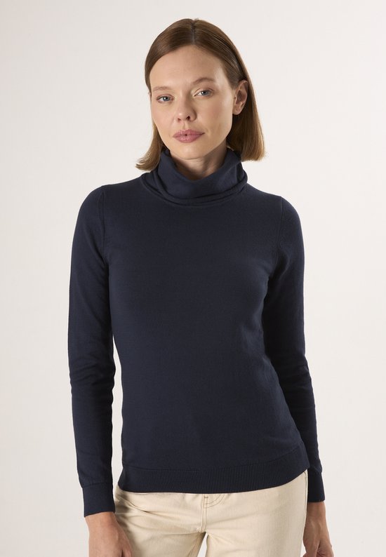Pull col roulé col roulé Felix Hardy - 100 % Katoen pour femme - Bleu marine - XL