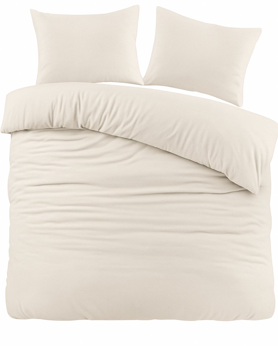 Ten Cate Flanellen Dekbedovertrek 240x200/220 - Lits-Jumeuax - Zacht - Beige