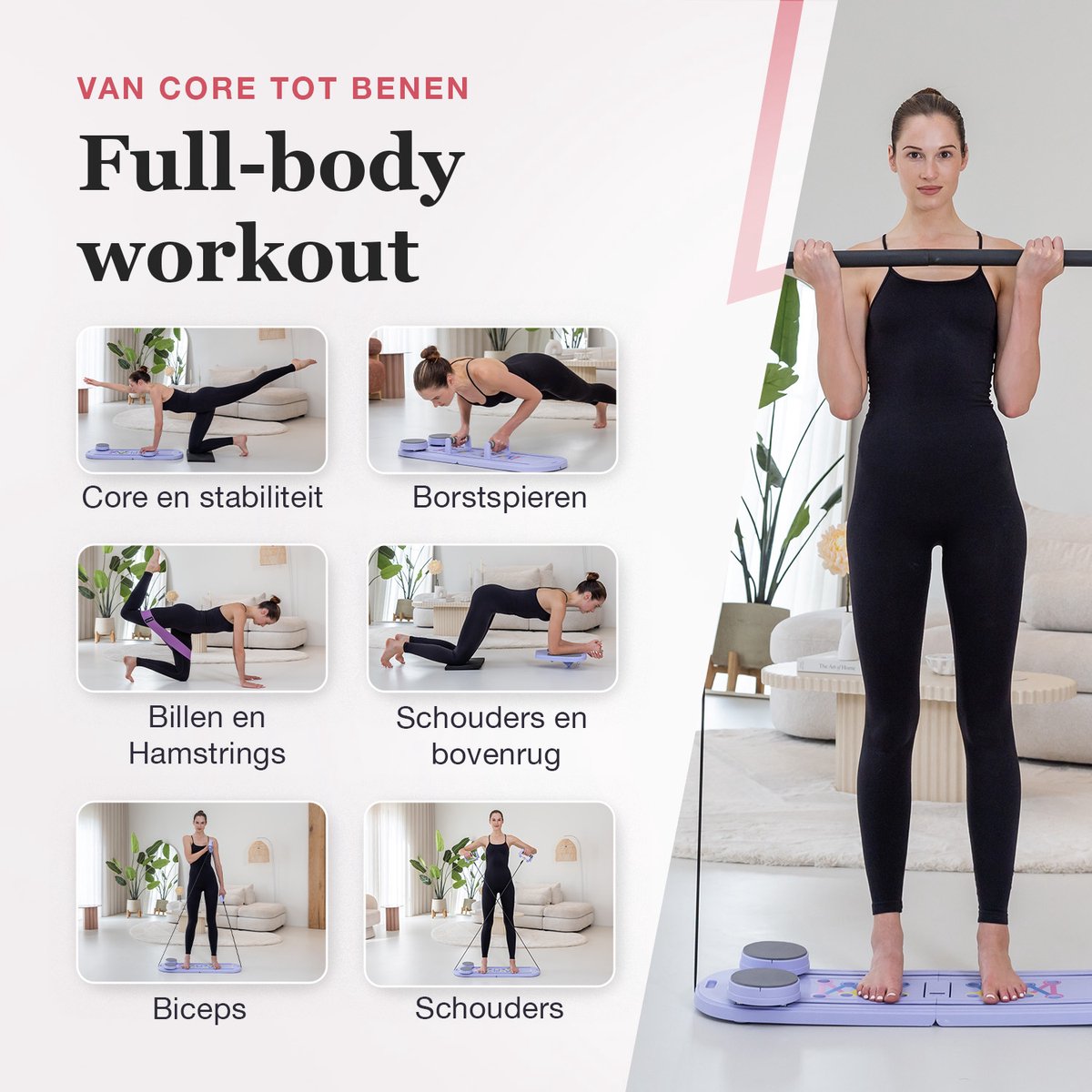 TWKOUT Pilates Board Reformer met 3 Weerstandsbanden - afbeelding 3
