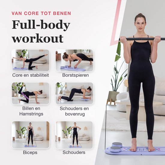 Planche De Pilates Multifonction Noire - Équipement D'Exercice Avec Corde De Résistance - Entraînement Abdominaux Et Corps Entier à Domicile