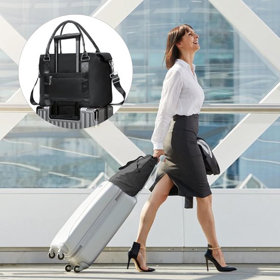 Reistas, 36 L, Weekendtas Met Trolleymouw, Droge En Natte Compartimenten Sporttas Gym Waterdicht Shoppingtas Handbagage Voor Mannen En Vrouwen Weekendtas Draagtas Ziekenhuistas Zwart 9300000171537589
