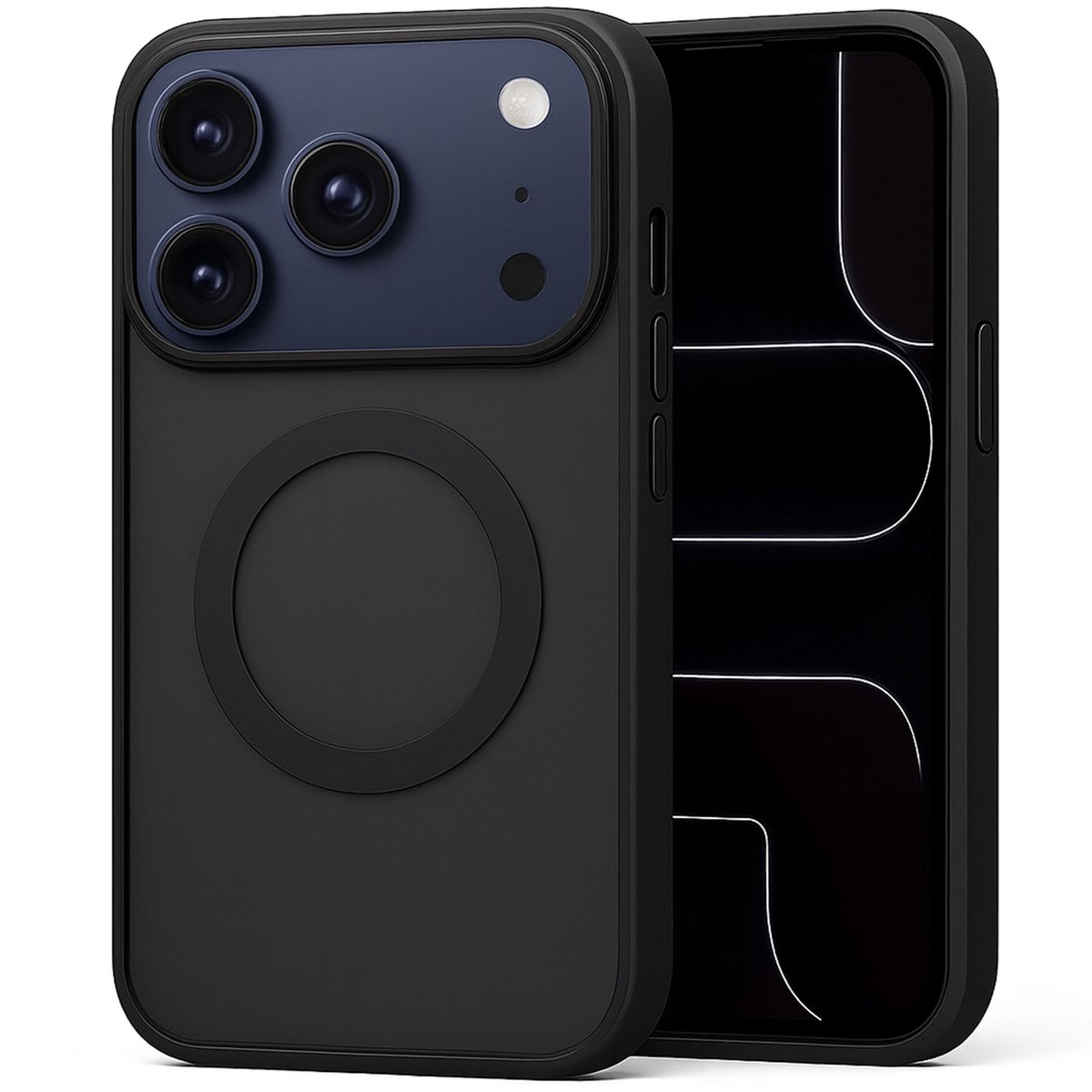Hoesje geschikt voor iPhone 17 Pro - Geschikt voor Magsafe - Shock Proof Case – Mat Zwart