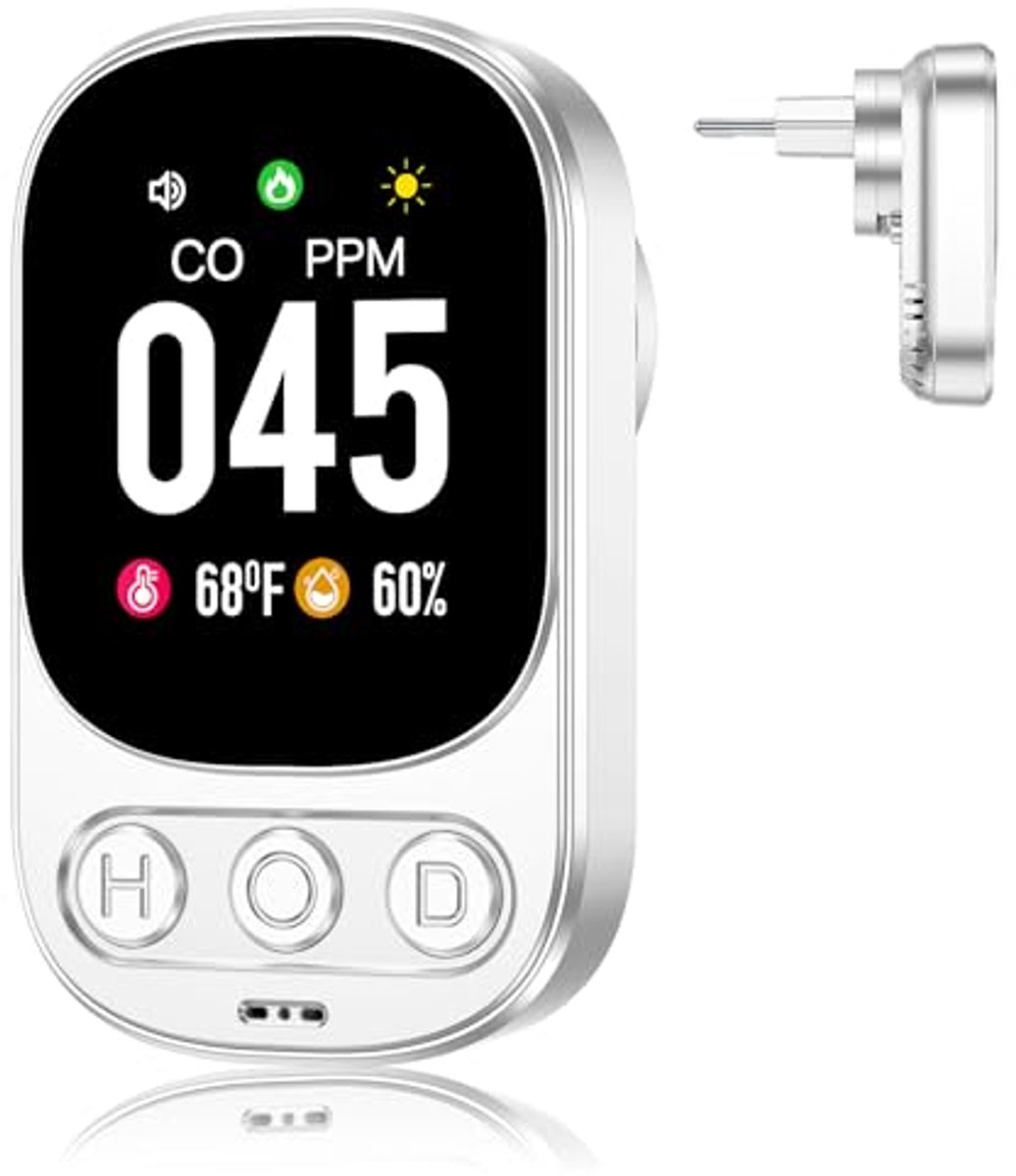 Koolmonoxidemelder - CO-detector - met digitaal display - op batterijen (niet