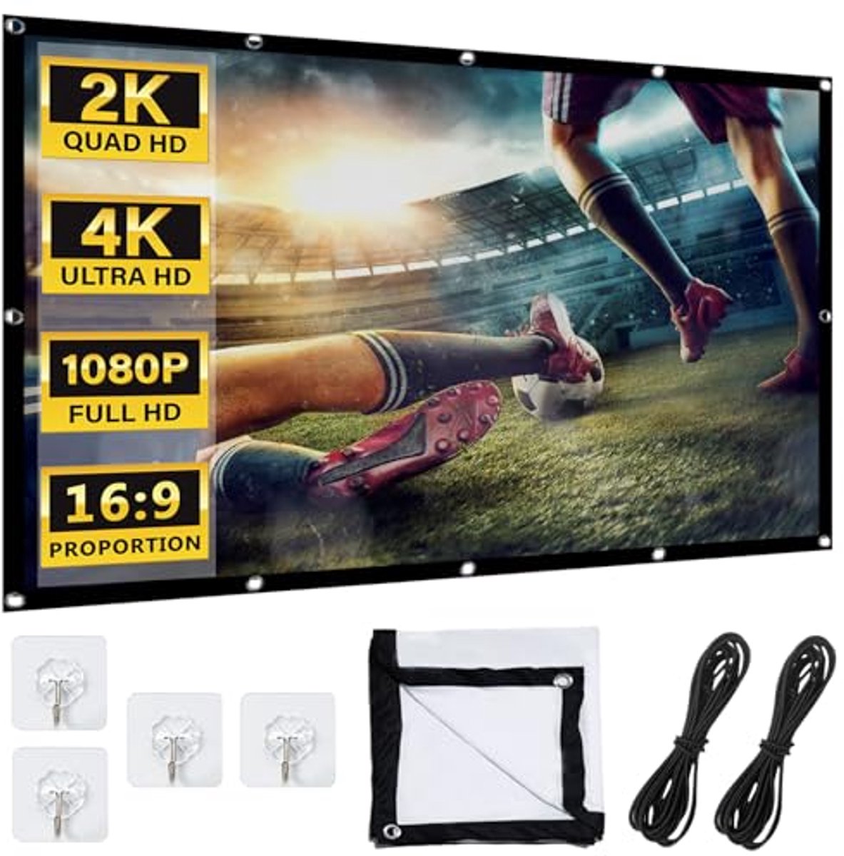Projectiescherm 120 inch 16:9 HD - Opvouwbaar en Anti-Rimpel Scherm voor Buiten en Thuis