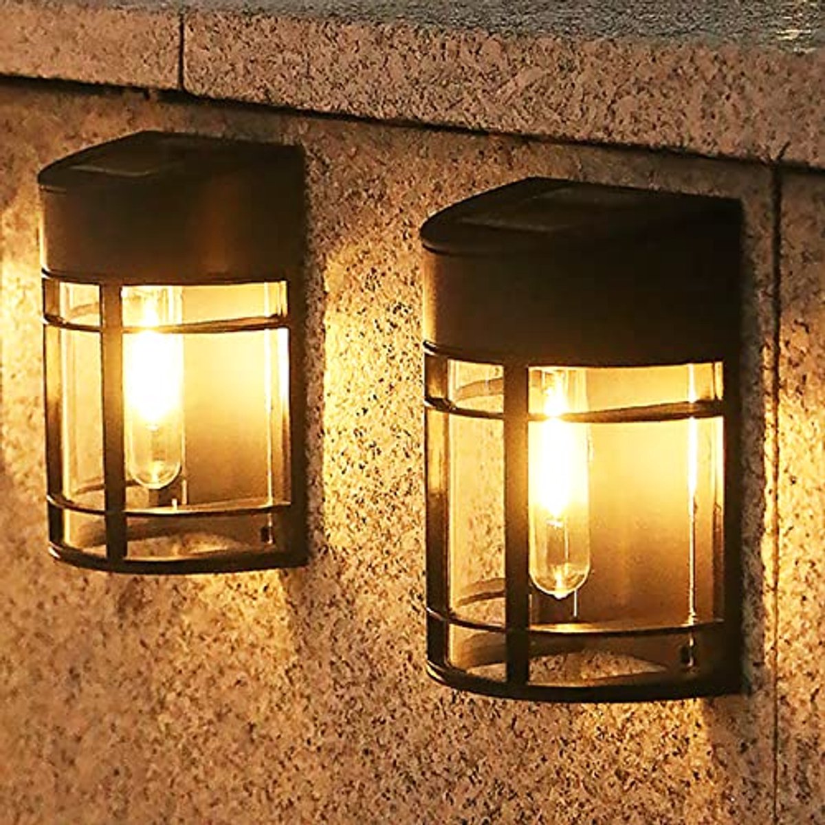 Zonne-energie Buitenlampen - Set van 2 Waterdichte LED Wandlampen voor Tuin en Veranda
