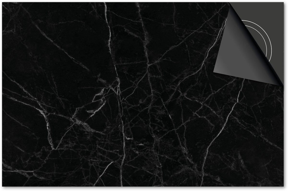 Inductie Beschermer - kookplaat beschermer - kookmat - inductie mat Marmer look Zwart Luxe 80x52 cm/81x52 inductie kookplaat